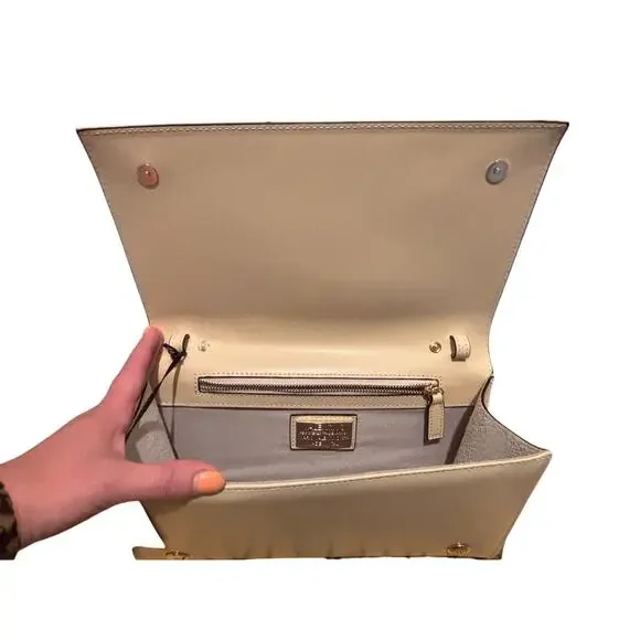 Valentino Bags By Mario Valentino Lena Lavoro Gold Womens Cream Clutch VDA270 - Picture 5 of 8